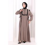 Bym Fashion Bağlamalı ve Fırfır Detaylı Elbise 6064 Duman - 2