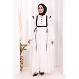 Bym Fashion Bağlamalı ve Fırfır Detaylı Elbise 6064 Ekru - 2