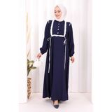 Bym Fashion Bağlamalı ve Fırfır Detaylı Elbise 6064 Lacivert - 2