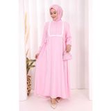 Bym Fashion Bağlamalı ve Fırfır Detaylı Elbise 6064 Pembe - 2