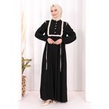 Bym Fashion Bağlamalı ve Fırfır Detaylı Elbise 6064 Siyah - 2