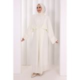 Bym Fashion Çapraz Bağlamalı Ipli Elbise 6083 Ekru - Standart