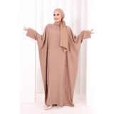Bym Fashion Çapraz Bağlamalı Ipli Elbise 6083 Somon - Standart