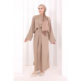Bym Fashion Çapraz Bağlamalı Ipli Elbise 6083 Vizon - Standart