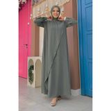Bym Fashion Çapraz Parça Görünümlü İncili Büyük Beden Elbise 3879-1 Mint - 52