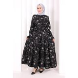 Bym Fashion Çiçekli Nakışlı Elbise 6091 Ekru - 3