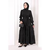 Bym Fashion Çiçekli Nakışlı Elbise 6091 Siyah - 2