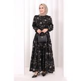 Bym Fashion Çiçekli Nakışlı Elbise 6091 Vizon - 2