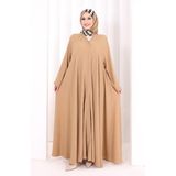 Bym Fashion Çıt Çıt Düğme Detaylı Ferace Görünümlü Elbise 6092 Taba - Standart