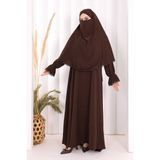 Bym Fashion Dantel Detay Sufleli Elbise 6061 Kahverengi