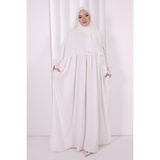 Bym Fashion Dantel Detaylı Namaz Elbise 6095 Ekru - Standart