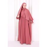 Bym Fashion Dantel Detaylı Namaz Elbise 6095 Gül Kurusu - Standart