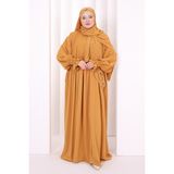Bym Fashion Dantel Detaylı Namaz Elbise 6095 Hardal - Standart
