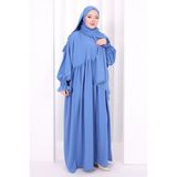 Bym Fashion Dantel Detaylı Namaz Elbise 6095 Indigo - Standart - İndigo