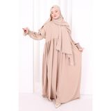 Bym Fashion Dantel Detaylı Namaz Elbise 6095 Vizon - Standart
