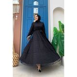 Bym Fashion Dantel Kat Kat Detaylı Kol Manşetleri Lastikli Kuşaklı Astarlı Elbise 3614 Siyah - 44