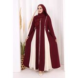 Bym Fashion Dubai Biyeli Fermuarlı Ferace 7050 Mürdüm - 42