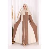 Bym Fashion Dubai Biyeli Fermuarlı Ferace 7050 Taba - 36