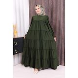 Bym Fashion Dubai Katlı Salaş Elbise 6023 Haki