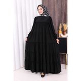 Bym Fashion Dubai Katlı Salaş Elbise 6023 Siyah