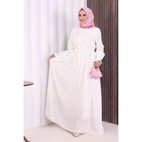 Bym Fashion Düğme Detay Elbise 6055 Ekru - 2