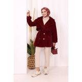 Bym Fashion Düğmeli Kaban 70059 Bordo - Standart
