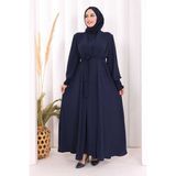 Bym Fashion Elbiseli Abaya Takım Şal Hediye 3883 Lacivert - 40