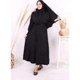 Bym Fashion Elbiseli Abaya Takım ŞAL HEDİYE 3883 Siyah - 44