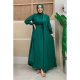 Bym Fashion Elbiseli Abaya Takım ŞAL HEDİYE 3883 Zümrüt