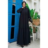 Bym Fashion Fermuarlı Kol Manşetleri Lastikli Fırfırlı Elbise 6001 Siyah - 44