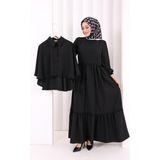 Bym Fashion Güpür Detay Pelerinli Elbise 6079 Siyah - 1