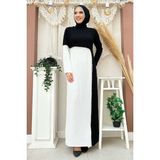 Bym Fashion Iki Renkli Inci Detaylı Elbise 3865 Siyah - 42