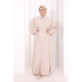 Bym Fashion Kemerli Kloş Elbise 7073 Taş - 2