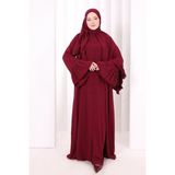 Bym Fashion Kol Fırfır Detay Elbise Şal Hediye! 6073 Bordo - 1