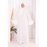 Bym Fashion Kol Fırfır Detay Elbise Şal Hediye! 6073 Ekru - 1