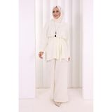Bym Fashion Kolyeli Tunik Pantolon Takım 8027 Ekru - 1