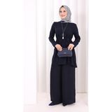 Bym Fashion Kolyeli Tunik Pantolon Takım 8027 Lacivert - 3