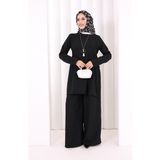 Bym Fashion Kolyeli Tunik Pantolon Takım 8027 Siyah - 1