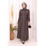 Bym Fashion Kot Elbise 7061 Kahverengi - 2