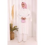 Bym Fashion Önü Şal Detaylı Tunik Pantolon Takım 8018 Ekru