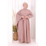 Bym Fashion Pelerinli Elbise 6068 Gül Kurusu - 3