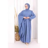 Bym Fashion Pelerinli Elbise 6068 Indigo - İndigo - 2