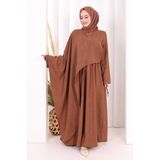 Bym Fashion Pelerinli Elbise 6068 Taba - 3