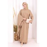 Bym Fashion Pelerinli Elbise 6068 Vizon - 1
