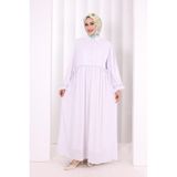 Bym Fashion Pelerinli Elbise 6082 Ekru