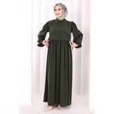 Bym Fashion Pelerinli Elbise 6082 Haki
