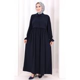 Bym Fashion Pelerinli Elbise 6082 Lacivert - 3