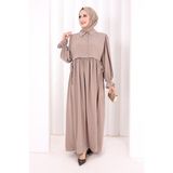 Bym Fashion Pelerinli Elbise 6082 Vizon