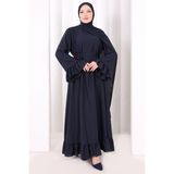 Bym Fashion Şallı Fırfırlı Elbise 6085 Lacivert - 2