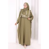Bym Fashion Şallı Fırfırlı Elbise 6088 Haki - Standart